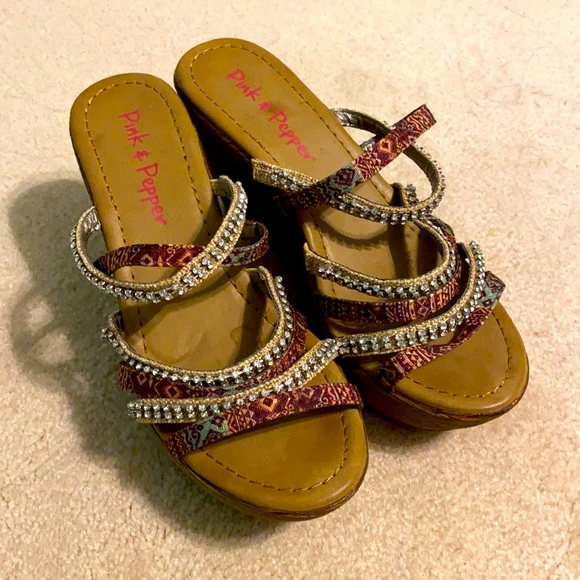 Strappy Wedge Heels - Picture 1 of 3